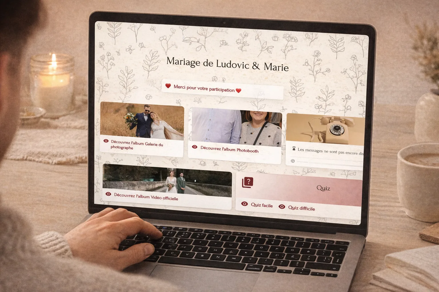 Aper\u00e7u du site invit\u00e9s Vintone